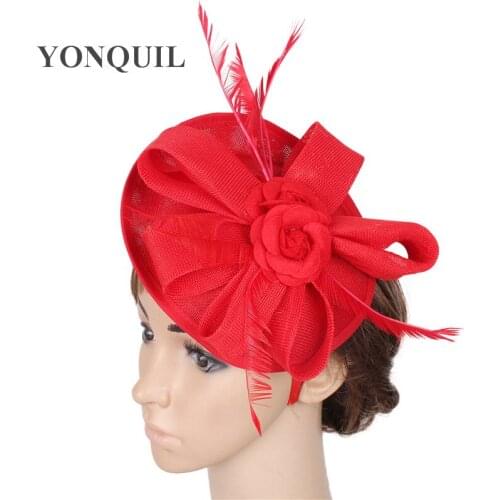 Elegant 2 Roses Adorned 15 Colors Red Fascinator Hat On Hair Band Wedding Party Royal Derby Race Women Bridal Hair Accessory