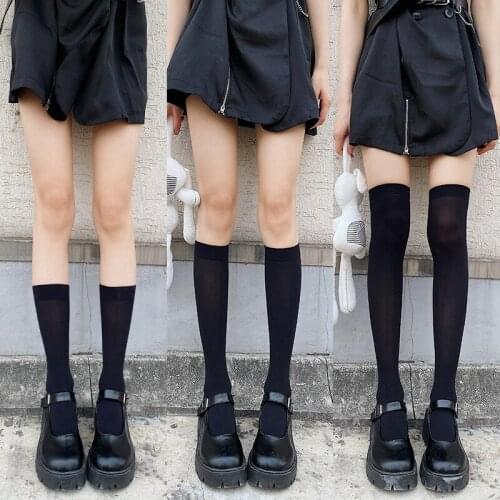 2021 Long Socks Womens Stockings Velvet Spring and Summer Ultra-thin Japanese Students Black and Knee Calf Socks Lolita