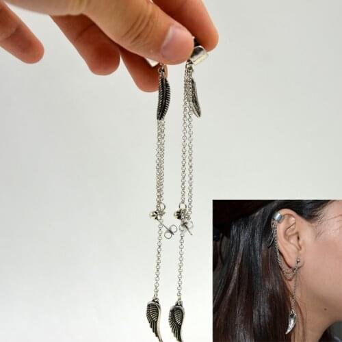 Lady Body Jewelry Tribal Vintage Wing Leaf Ear Cuff Earring Faux Non Ear Piercing