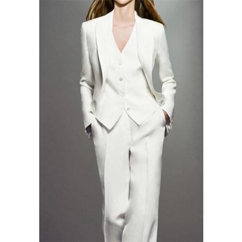 Ladies Fashion Office Slim Suit 3-piece Set Retro Long Sleeve Pocket Female Jacket Flared Pants Office Ladies Suit