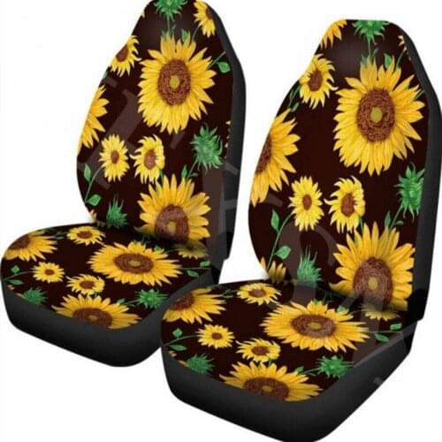 2PCS Flowers Floral Print Front Car Seat Cover Universal Seat Covers Car Vehicle Seat Protector Fit Most Cars Covers