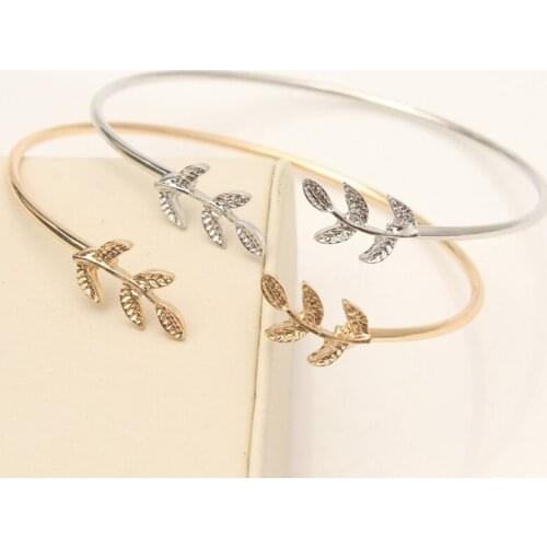 2019 explosion models sleek minimalist gold silver plated bracelet female leaf bracelet popular open bracelet