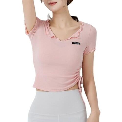2021 Slim Running Yoga T-shirts Women Short Sleeve Running Shirts Solid Sports Shirts Quick Dry Fitness Gym Crop Tops Sport Wear