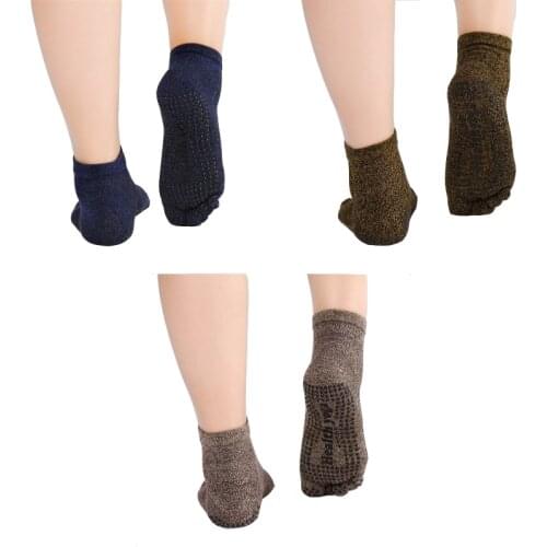 3 Pairs/Lot Mens Five Finger Toe Yoga Sock with Grips Breathable Deodorant Non-slip Health Care Cotton Sock for Ballet Pilates