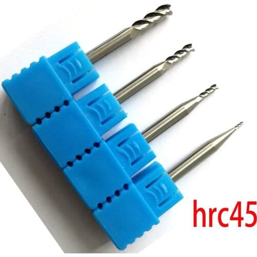 4pcs/lot, 1mm,2mm,3mm,4mm HRC45 3 Flutes Aluminum Cutting Carbide End Mills for Aluminum