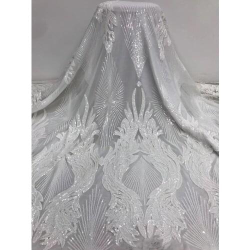 6 colors (5yards/pc) Amazing fully sequins embroidered African French net lace fabric high quality for wedding party FJY239