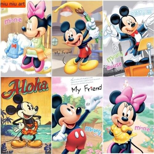 5D DIY Diamond Painting Disney Mickey Mouse Minnie Mouse Cartoon Full Square/Round Diamond Mosaic Home Decoration Gift Handwork