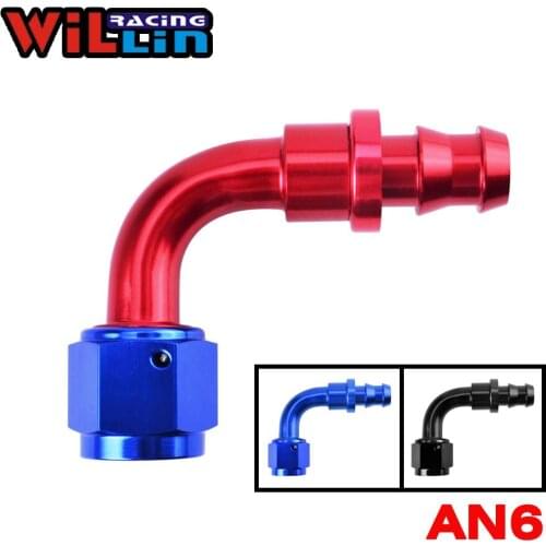 WILLIN - AN6 06AN Aluminum 90 Degree Push On Hose End Oil Cooler Hose Fitting