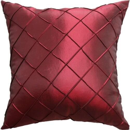 Free shipping Handcraft Diamond Pintuck Faux Silk Cushion Cover in Burgundy Color p2825