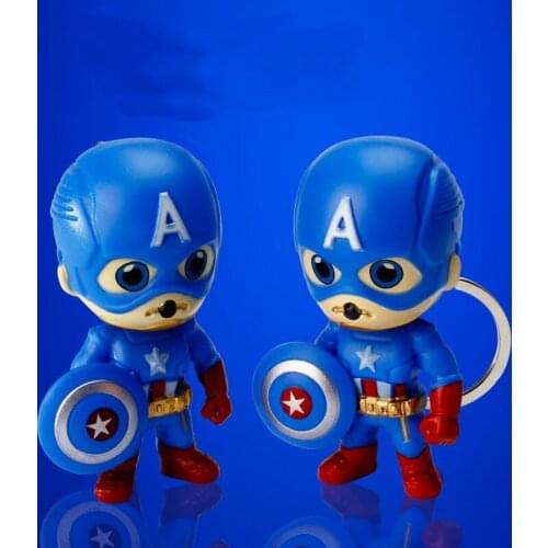 LED Avengers Keychain ABS Light Sound Captain America Figurines Model Toys Car Bag Pendant Key Ring Gift