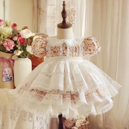 Spanish Children Dress Baby Girls Floral Princess Dress Girls Birthday Gift Eid Dress Princess Dress Lolita Flower Girl Dress