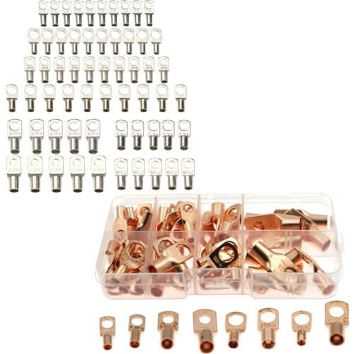 GTBL 60Pcs SC Bare Ring Terminals Lug Tinned Copper Tube Lug Seal Battery Wire Connectors Bare Cable Crimped Soldered