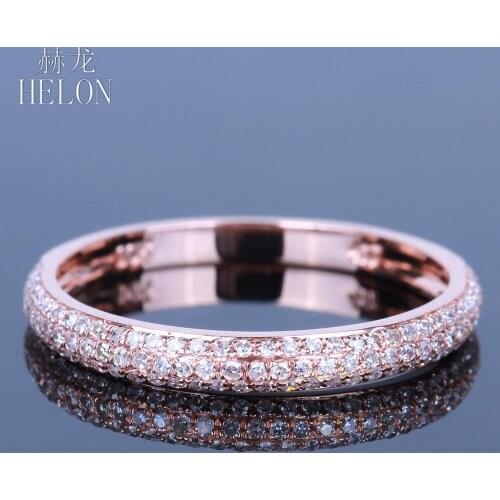 HELON Solid 10K Rose Gold 0.32ct Natural Diamonds Women Engagement Wedding Anniversary Trendy Party Fine Jewelry Diamond Ring
