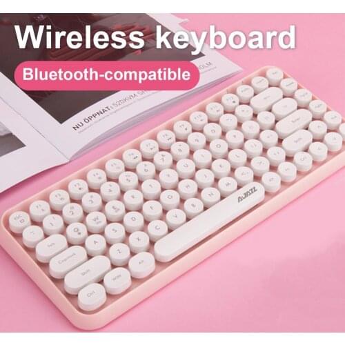 AJAZZ 308I Wireless Keyboard Portable Mute Hit 84 Keys Bluetooth-compatible 3.0 Round Key Computer Keyboard for Office