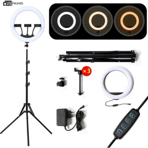 14 inch Led Selfie Ring Light Camera Phone Ring Lamp with Remote control Muti-phone holder For Makeup Video Live Studio