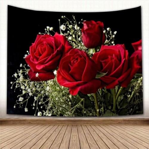 Beautiful Rose Flower Tapestry Wall Hanging Wall Fabric Tapestry Art Home Decoration Sleeping Pad Wall Carpets Dorm Decor