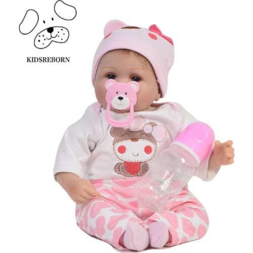 Cute Reborn Baby Girl Dolls 17 Inch Soft Silicone Vinyl Realistic Newborn Babies Doll Toy 43 cm Cloth Body Kids Christmas Gifts