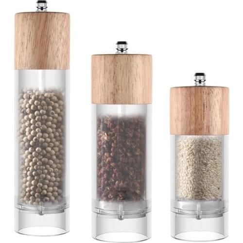 Multifunction Solid Wood Pepper Grinder Premium Adjustable Acrylic Salt Spice Mill Shaker 4/5/6/8/10 Inch