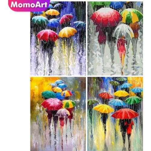 MomoArt 5D DIY Diamond Embroidery Street Craft Kit Diamond Painting Rain Umbrella Landscape Mosaic Sale Home Decorations