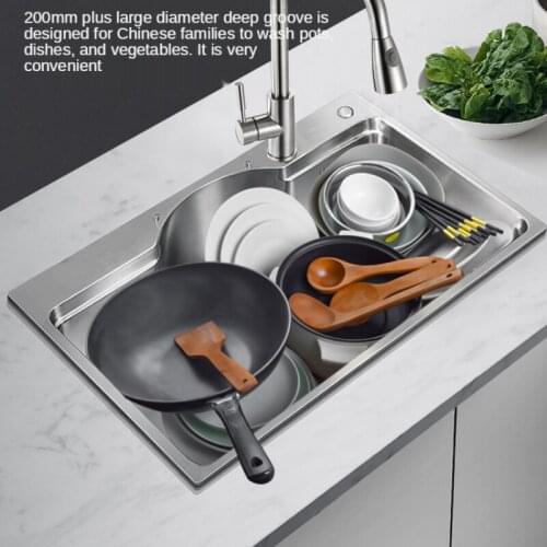 Stainless Steel Sink Single Sink Kitchen Household Washing Vegetables Basin Vegetable Washing Sink Sink Large Single Sink
