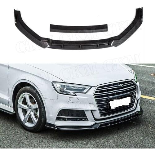 4PCS/Set ABS Front Lip Spoiler for Audi A3 S3 Sline Not A3 Standard 2017 2018 2019 Black Head Bumper Chin Shovel Car Styling