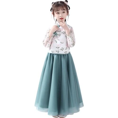 Floral Girl Dress Elegant Girls New Year Princess Cheongsam Dress Wedding Gown Dresses Kids Birthday Party Dress Vestido Wear