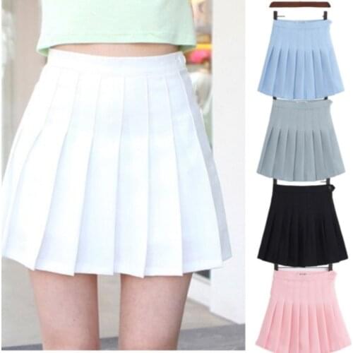 Pleated Skirt Student 2021 Autumn Winter Preppy White Black Short Skirt Cute Korean Ladies High-waisted A Line Skirts Asian Size