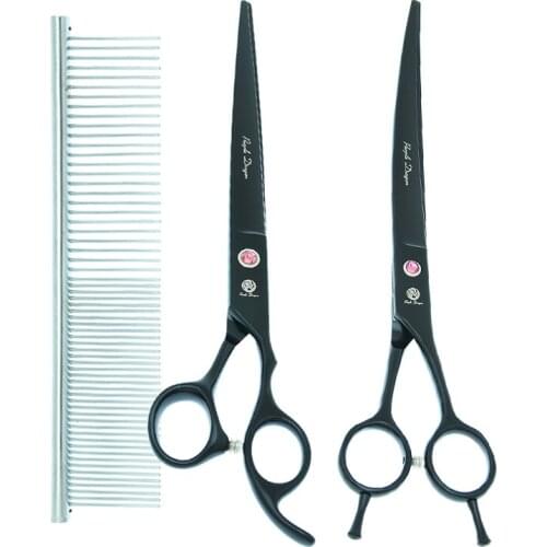 Purple Dragon 8 inch Pet Grooming Scissors Dog Hairdressing Cutting Thinning Curved Shears Professional Pet Hair Clippers B0054B