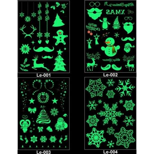 Luminous Temporary Tattoos for Kids Adult Waterproof Cute Snow Deer Moon Christmas Festival Tattoo Stickers Children Face Tattoo