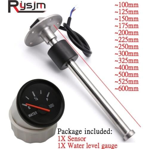 52mm 0-190ohm Black Water Level Gauge Meter + Water Level Sensor 125mm 150mm 200mm 225mm 325mm 375~600mm 9-32V Car Gauges