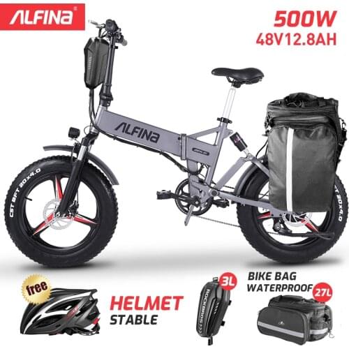 ALFINA 500W smart electric mountain bike 12.8AH 40km/h foldable 20-4.0 fat tire ebike electric bike
