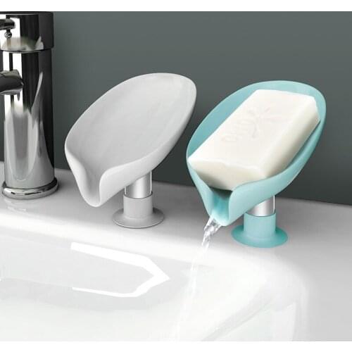 Leaf-shaped Drainage Soap Box Shower Soap Holder Sponge Storage Tray Bathroom Supplies Non-slip Drainage Soap Storage Boxes