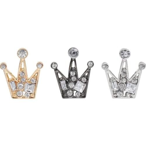 Fashion Lady Charm Full Of Rhinestone Alloy Crystal Mini 3 Color Crown Pin Men And Women Suit Shirt Collar Pin Wholesale