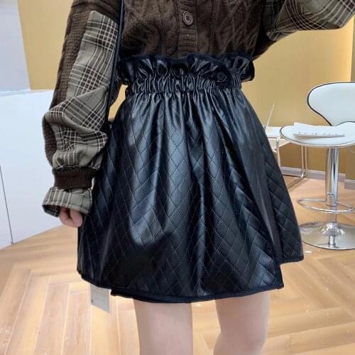 Womens PU Leather Loose Waist Skirt 2021 Summer High Waist High Quality Short Mini Skirt