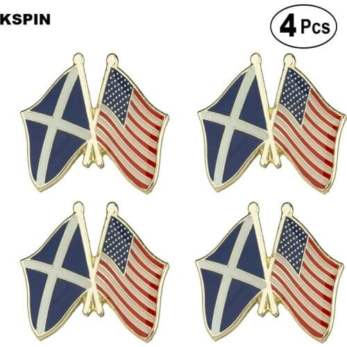 Scotland U.S.A Friendship Flag Pin Lapel Pin Badge Brooch Icons 4pcs
