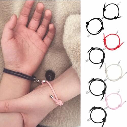 1 Pair New Couple Minimalist Lovers Matching Friendship Bracelet Rope Braided Magnetic Long Distance Bracelet Kit Lover Jewelry