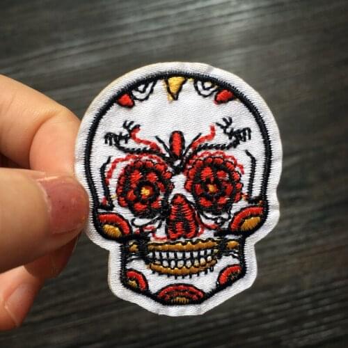 1PCS Cool Skull Embroidery Patch Iron on Applique Clothes Shoes Bags Decoration Patch Apparel DIY Patches LSHB461