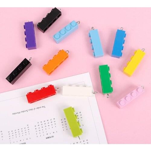10pcs Colorful Blocks Resin Charms Toy Brick Charms for Earrings Necklace Jewelry Making Bulk Diy Handmade Crafts Supplies
