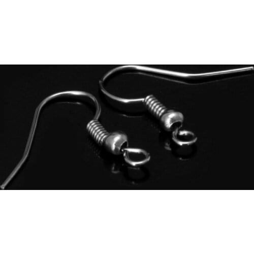 Y166 100 Pcs Earring Hooks Hypo-Allergenic Silver Plated Steel Ear Wires