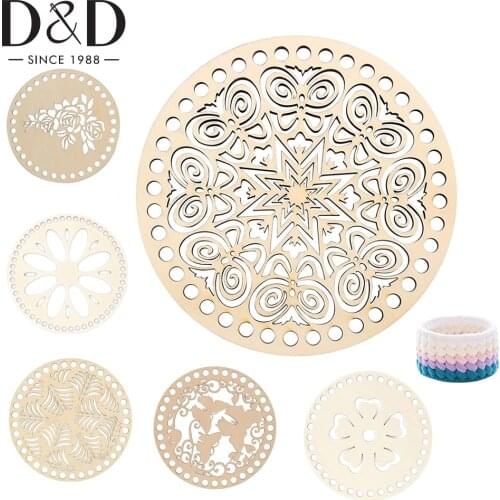 2Pcs Natural Wooden Basket Bottom Hollow Crochet Basket Wood Base for DIY Knitting Bag Bottom Shaper Craft Making Weaving