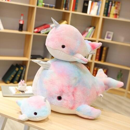 28/45cm Kawaii Colorful Narwhal Plush Toys Stuffed Whale Unicorn Fish Doll Soft Animals Pillow for Baby Girls Kids Birthday Gift