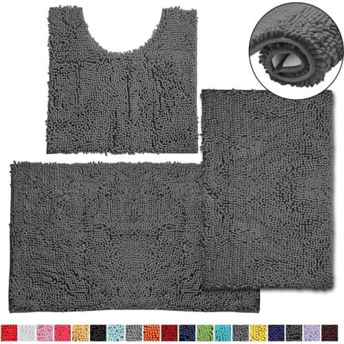 3Pcs/Set Solid Color Non-Slip Super Water Absorbent Bathroom Kitchen Mat Cushion