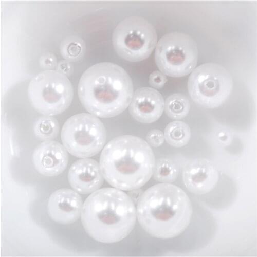 4MM 6MM 8MM 10MM 12MM The Shape Of Round Pearls White and Beige Beads For DIY Clothing Design Accessories 100Pcs/Bag