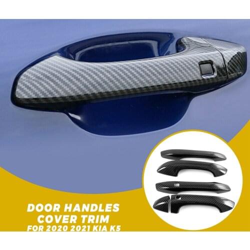 4pcs Carbon Fiber Black Car Door Handles Cover Trim For Kia K5 Optima 2020 2021 Door Handles Cover Trim