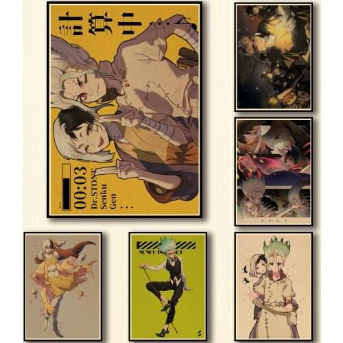 50 Designs Anime Dr. Stone Kraftpaper Poster Artwork Fancy Wall Sticker for Coffee House Bar