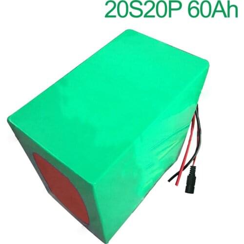 72V 60Ah 20S20P 18650 Li-ion Battery electric two Three wheeled motorcycle bicycle ebike 340*310*160mm