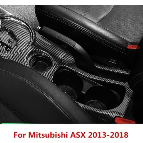 Carbon Fiber Printed Car Handbrake Drink Holder Panel Sticker Cover Trim for Mitsubishi ASX 2013 2014 2015 2016 2017 2018