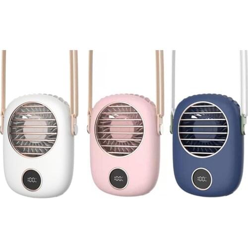 Bladeless Hanging Neck Digital Fan Silent Summer 3 Gears Adjustable Outdoor Sports Travel Hands Free Personal Desktop Cooling
