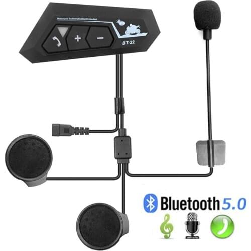Motorcycle Bluetooth Headset Intercom Interconnection Outdoor Riding Headset Communication BT5.0 Stereo Interphone
