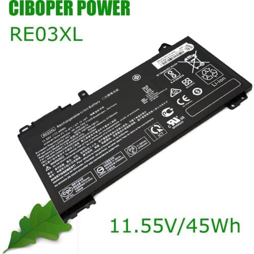 CP Genuine Laptop Battery RE03XL 11.55V 45Wh For 430/440/450/455 G6 ZHAN 66 Pro 13/14 G2 HSTNN-OB1C/DB9A/UB7R L32656-005
